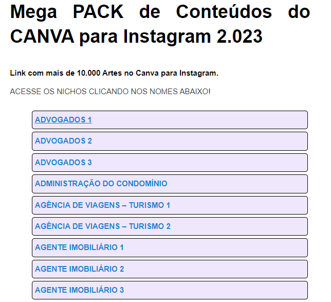 Pack de Conteudo para Instagram