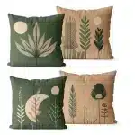 Kit 4 Capas de Almofadas Decorativas 45x45 - Floral Verde e Bege