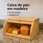 PORTA PÃES RECIPIENTE PINUS COM TAMPA RETRATIL