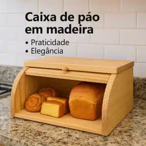 PORTA PÃES RECIPIENTE PINUS COM TAMPA RETRATIL