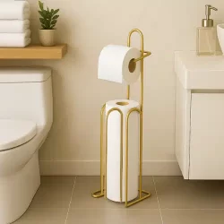Suporte de Papel Higiênico de Chão para Banheiros e Lavanderias - Porta Papel Higiênico